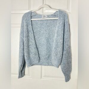 27 Miles Malibu Bruin Cardigan Blue Cable Knit Mohair Wool Blend Sweater S